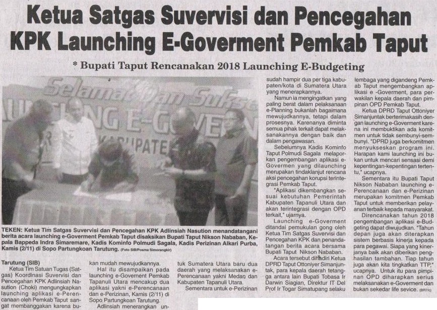 SELAMAT ATAS LAUNCHING E-GOVERMENT PEMERINTAH KABUPATEN TAPANULI UTARA