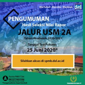 Pengumuman Hasil Seleksi USM 2A (Nilai Rapor)