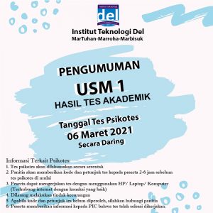 Pengumuman Hasil Seleksi Tes Akademik USM 1 T.A 2021-2022