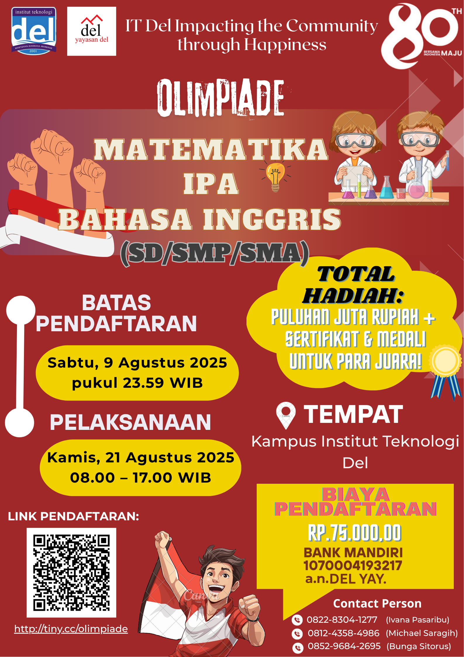 IT Del Akan Gelar Olimpiade Tingkat SD, SMP, dan SMA